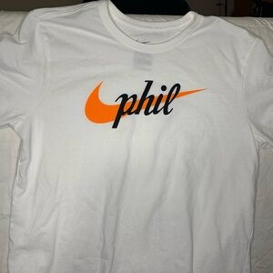 Nike White Tee with Orange and Black Logo